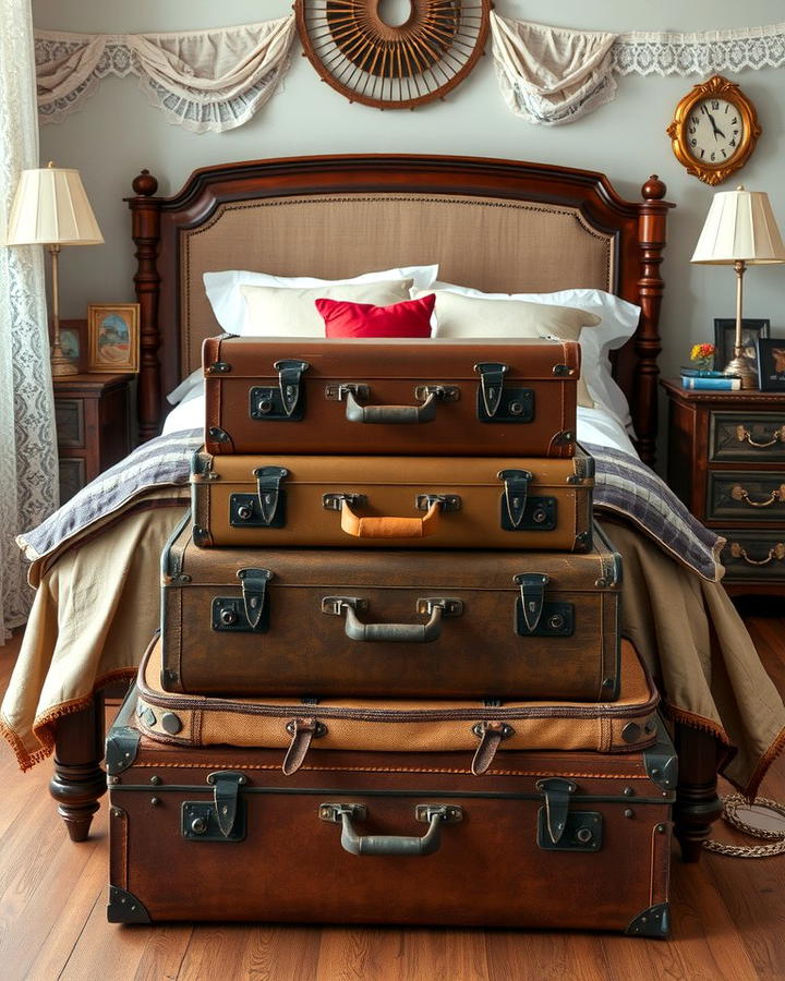 Vintage Suitcases as Decor - 25 Vintage Bedroom Ideas