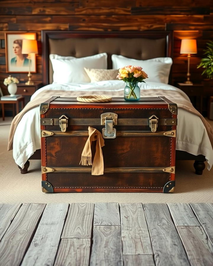 Vintage Trunk as Storage - 25 Vintage Bedroom Ideas