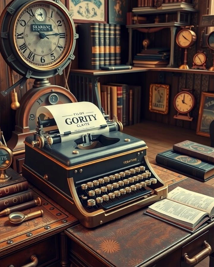 Vintage Typewriters as Decor - 25 Steampunk Bedroom Ideas