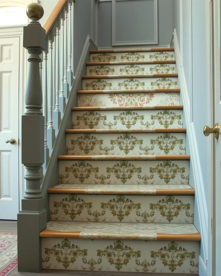 Vintage Wallpaper Effect - 25 Painted Stair Ideas