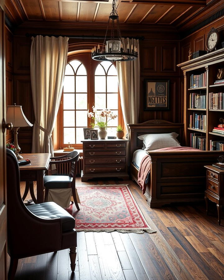 Vintage Wooden Furniture - 30 dark academia bedroom ideas