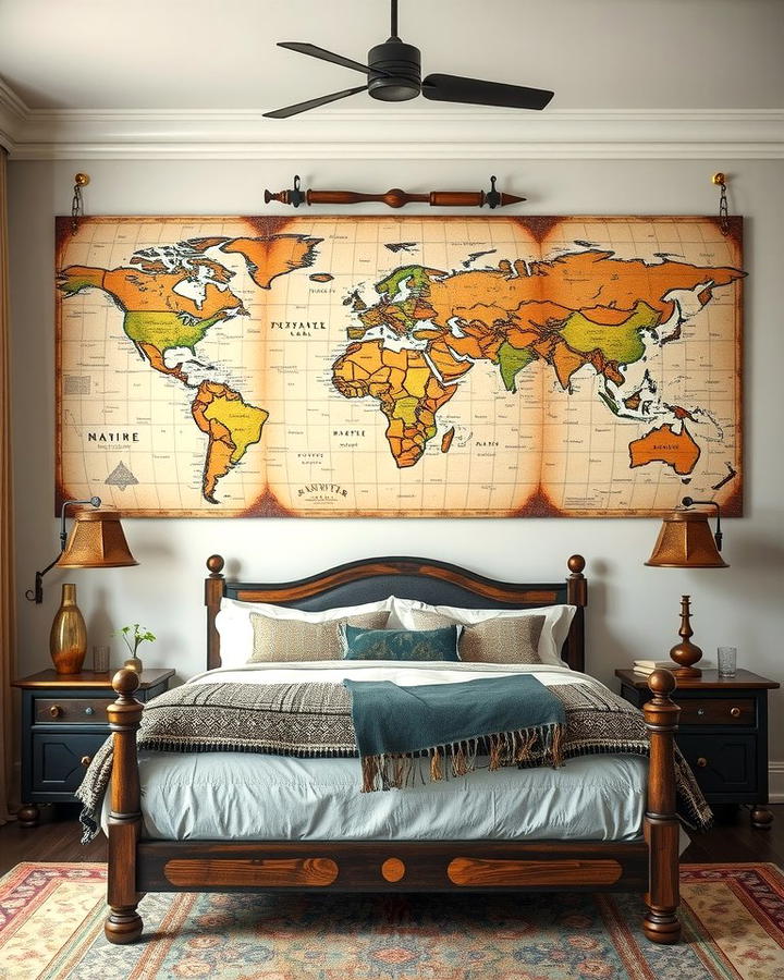 Vintage World Maps - 25 Steampunk Bedroom Ideas