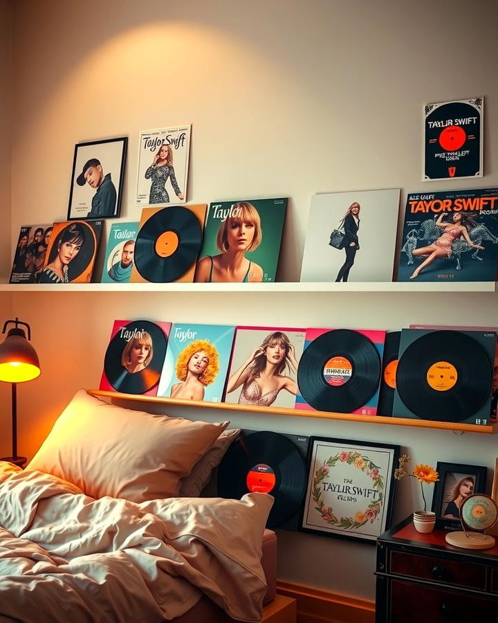 Vinyl Record Display - 25 Taylor Swift Themed Bedroom Decor Ideas