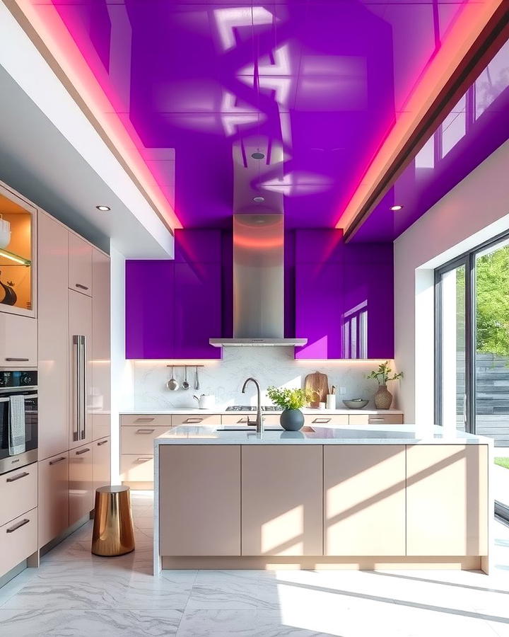 Violet Ceiling for an Unexpected Element - 25 Purple Kitchen Ideas