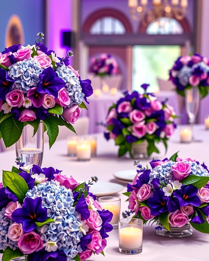 Violet Floral Centerpieces - 30 Purple Wedding Theme Ideas