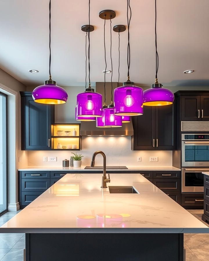 Violet Pendant Lights - 25 Purple Kitchen Ideas