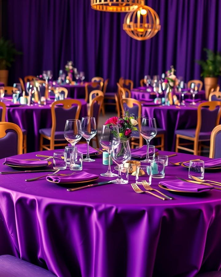 Violet Table Linens - 30 Purple Wedding Theme Ideas