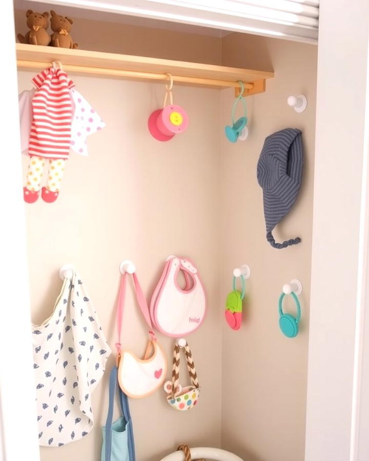 Wall Hooks for Small Accessories - 25 Nursery Closet Ideas