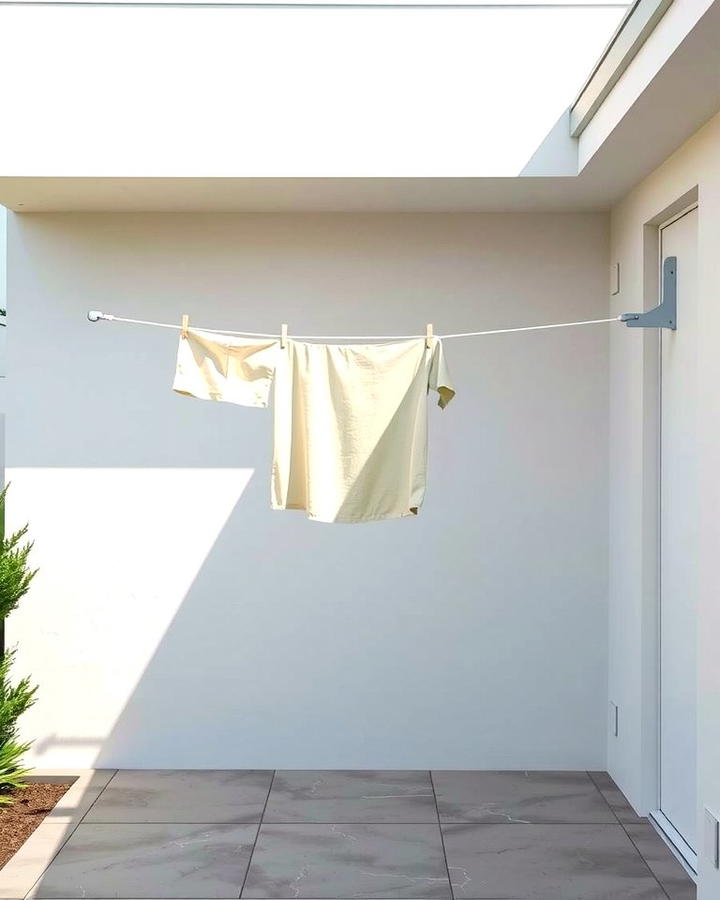 Wall Mounted Clothesline for Versatility - 25 Outdoor Clothesline Ideas