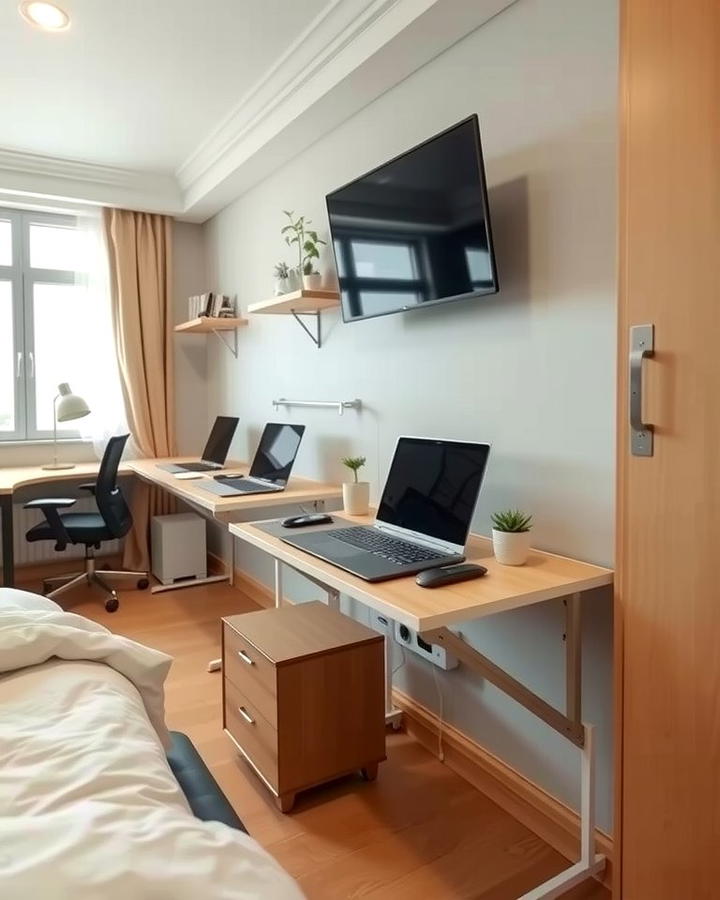 Wall Mounted Desks - 25 Shared Bedroom Ideas for Small Rooms