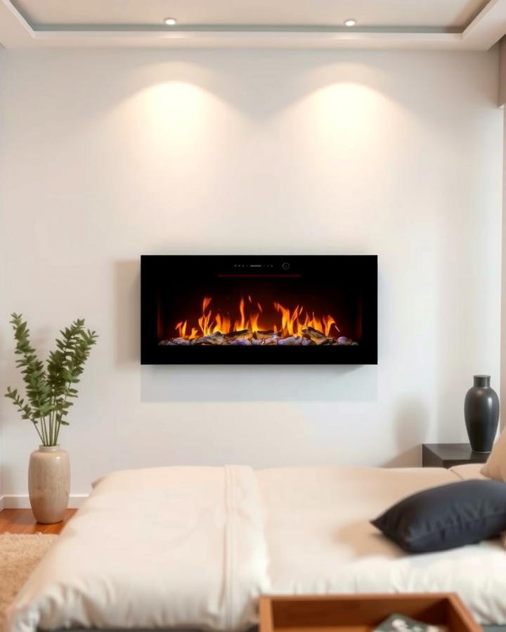 Wall Mounted Electric Fireplace - 30 Bedroom Fireplace Ideas