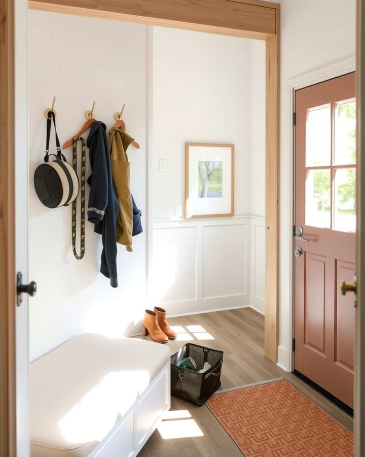 Wall Mounted Folding Seats - 25 Small Mudroom Ideas