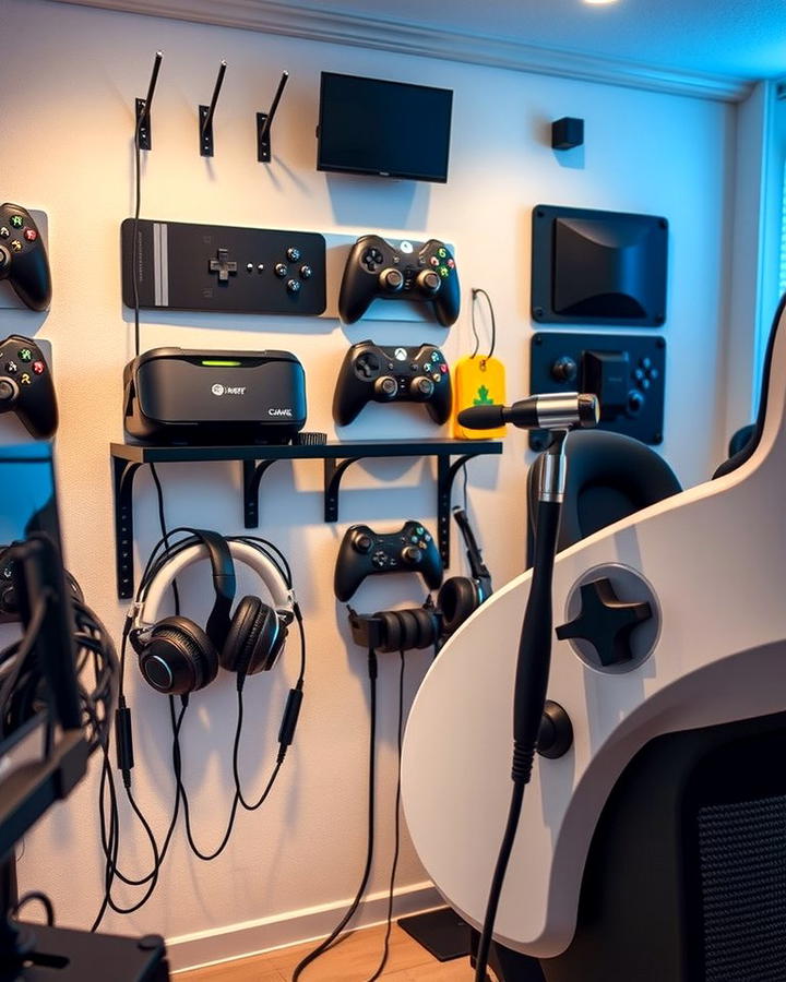 Wall Mounted Gaming Accessories - 25 Small Game Room Ideas