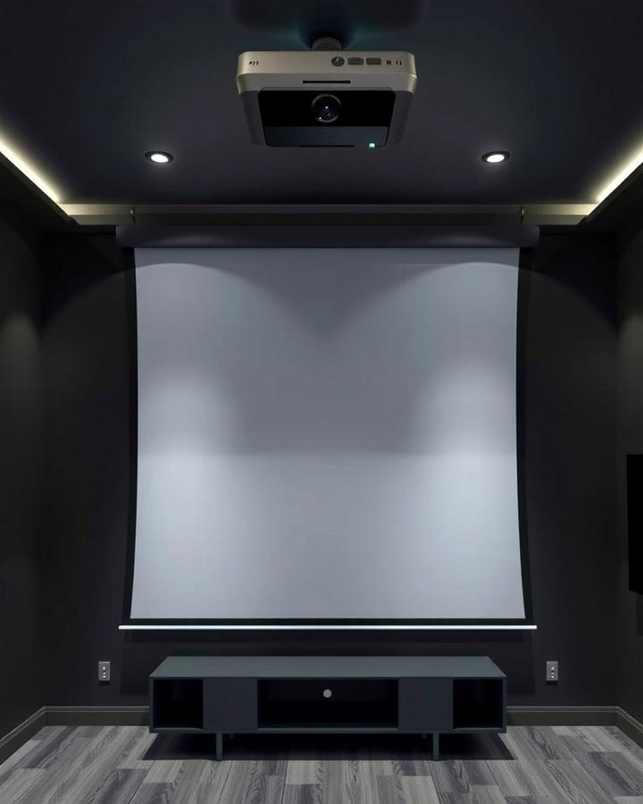 Wall Mounted Projector Screen - 30 Media Room Ideas