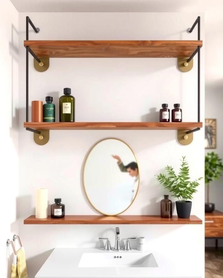 Wall Mounted Shelves for Additional Storage - 25 vanity organization ideas