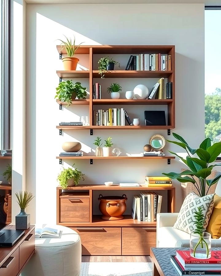 Wall Mounted Shelving - 25 Small Apartment Ideas for Guys