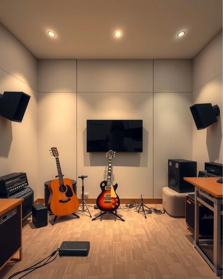 Wall Mounted Speakers for Space Saving - 25 Music Room Ideas