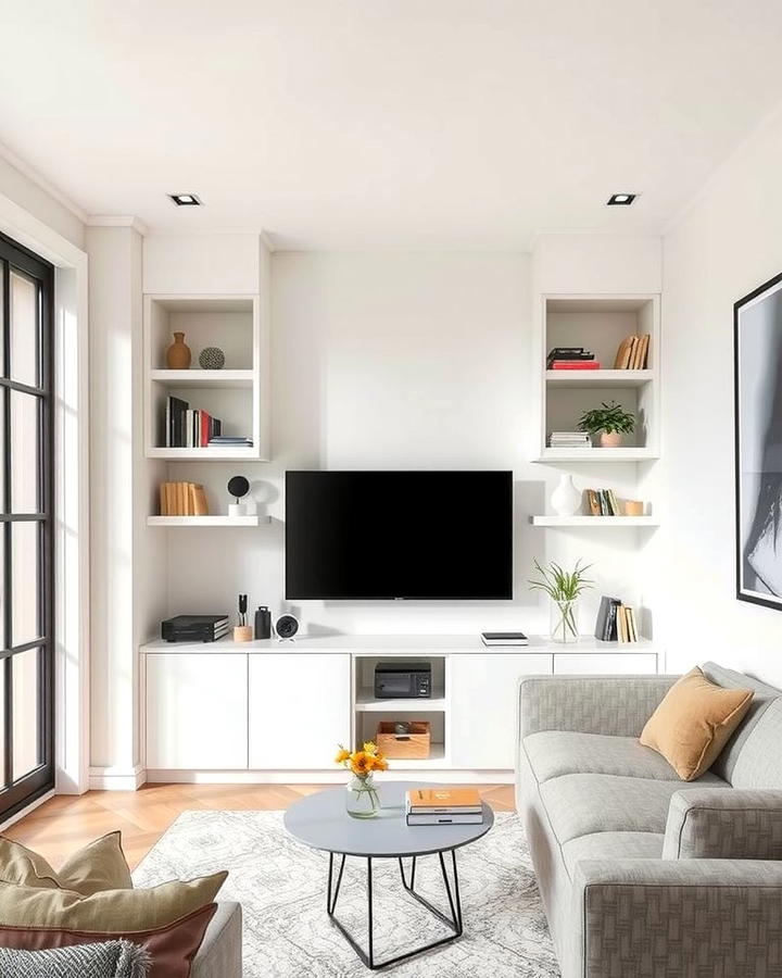 Wall Mounted Storage Units for a Sleek Look - 25 Small Living Room Ideas With Tv