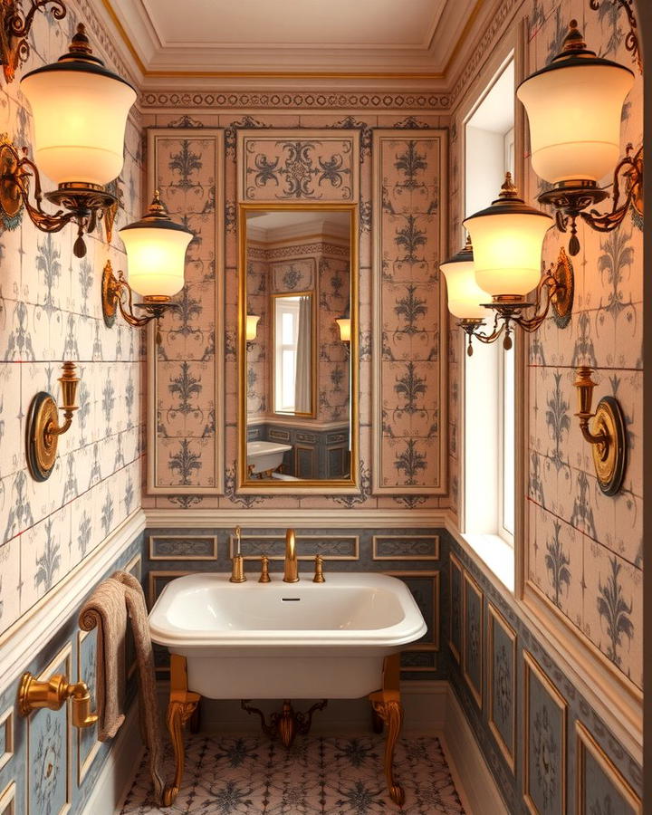 Wall Sconces with Frosted Glass - 25 Victorian Bathroom Ideas