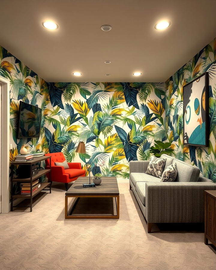 Wallpaper with Bold Designs - 30 Basement Wall Ideas