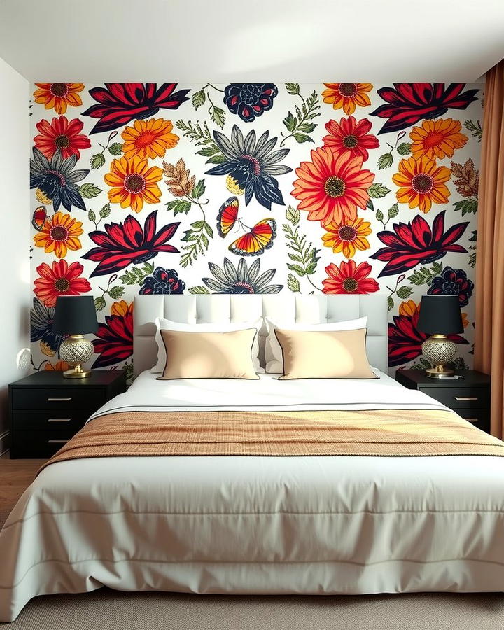 Wallpapered Backdrop - 25 No Headboard Ideas