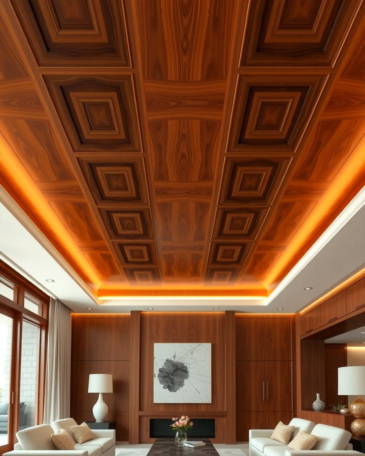 Walnut Wood Ceilings for Rich Warmth - 25 Wood Ceiling Ideas