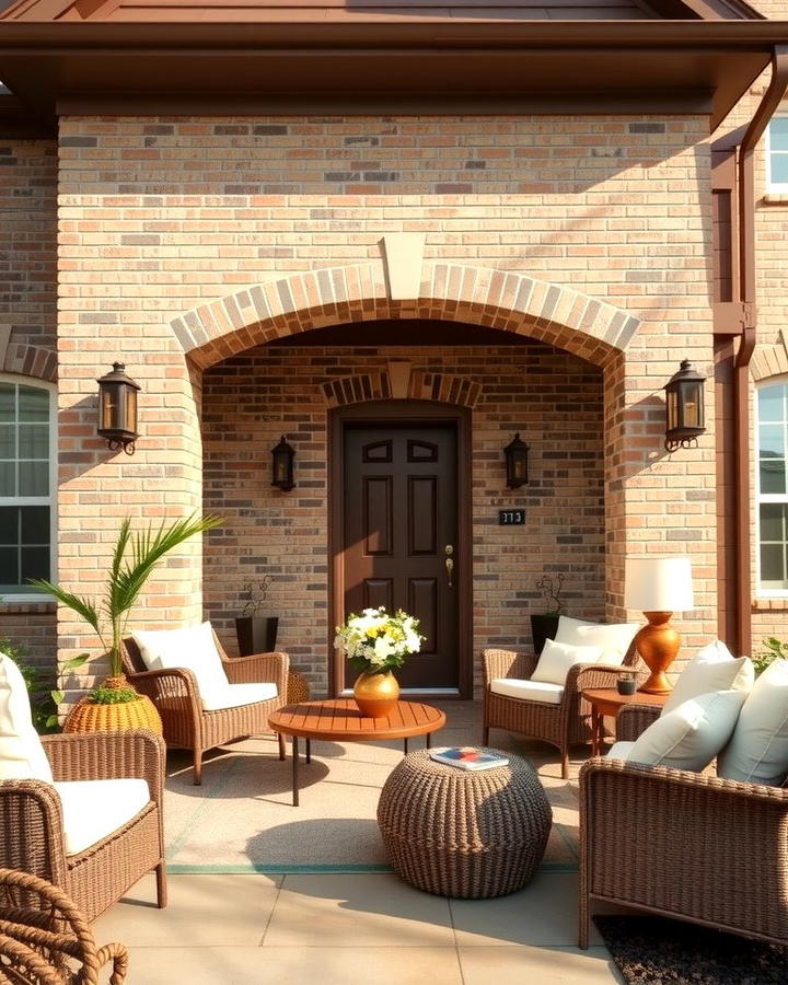 Warm Beige and Chocolate Brown - 30 Blonde Brick House Color Schemes