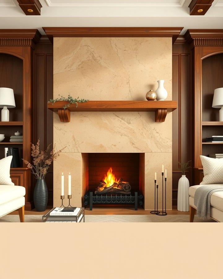 Warm Toned Quartz for Cozy Ambiance - 25 Quartz Fireplace Surround Ideas