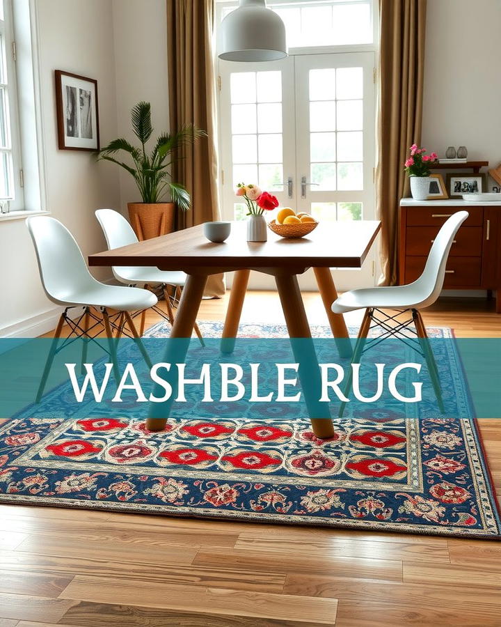 Washable Rugs for Practical Elegance - 30 Dining Room Rug Ideas