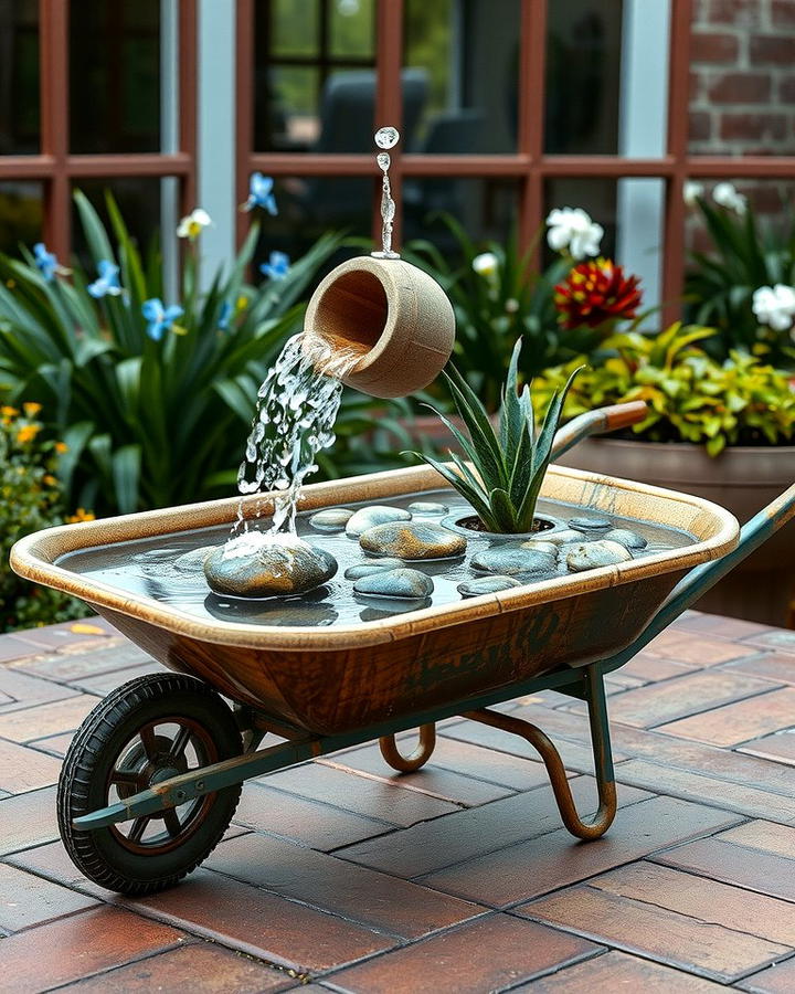 Water Feature Centerpiece - 25 Old Wheelbarrow Ideas