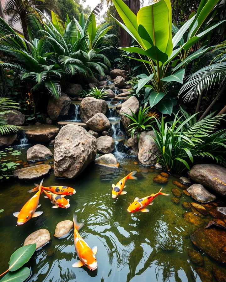 Water Features with Koi Ponds - 25 Tropical Garden Ideas