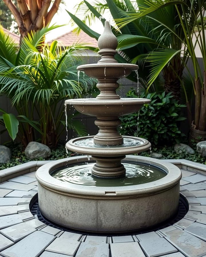 Water Fountain Feature - 30 Florida Backyard Ideas