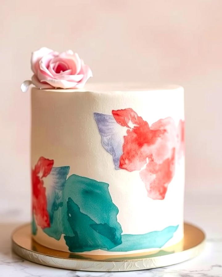 Watercolor Inspired Cake - 25 Small Wedding Cake Ideas