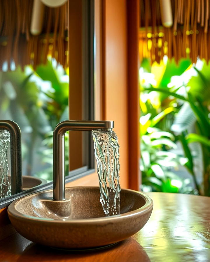 Waterfall Faucet for a Unique Touch - 25 Tropical Bathroom Ideas