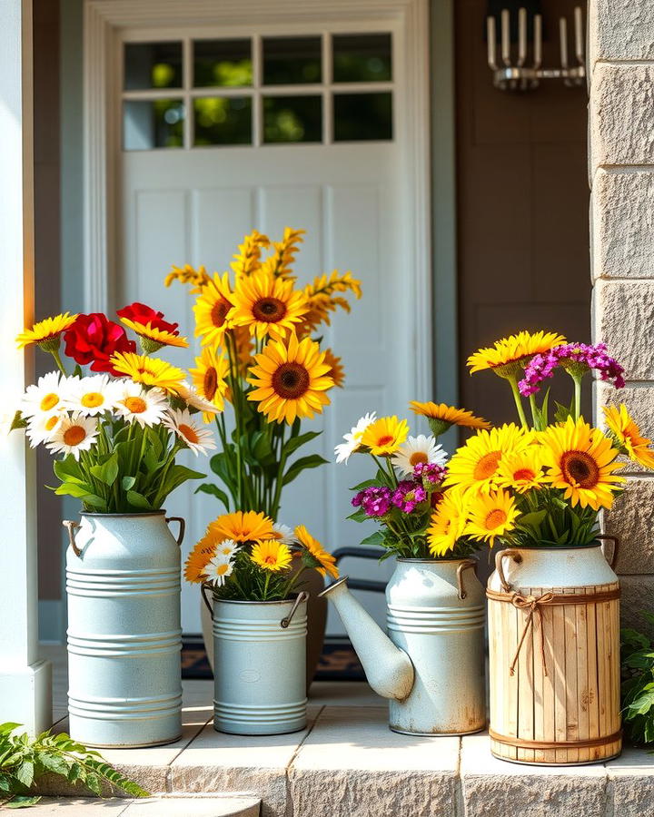 Watering Can Displays - 25 Summer Front Door Decor Ideas