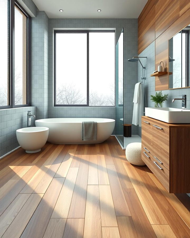 Waterproof Engineered Wood Flooring - 30 Ideas for Wood Floors in Bathrooms