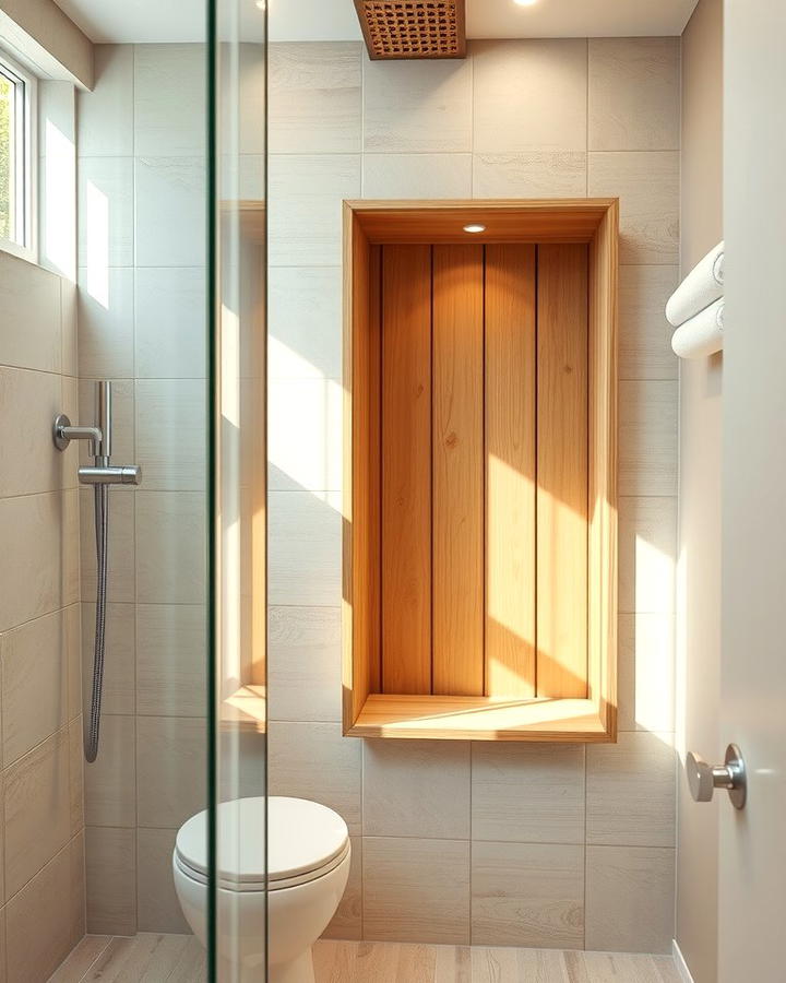 Waterproof Wooden Shower Niche - 25 Shower Niche Ideas