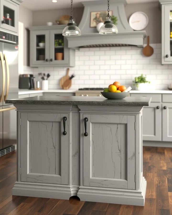 Weathered Gray Finish - 25 Rustic Kitchen Island Ideas