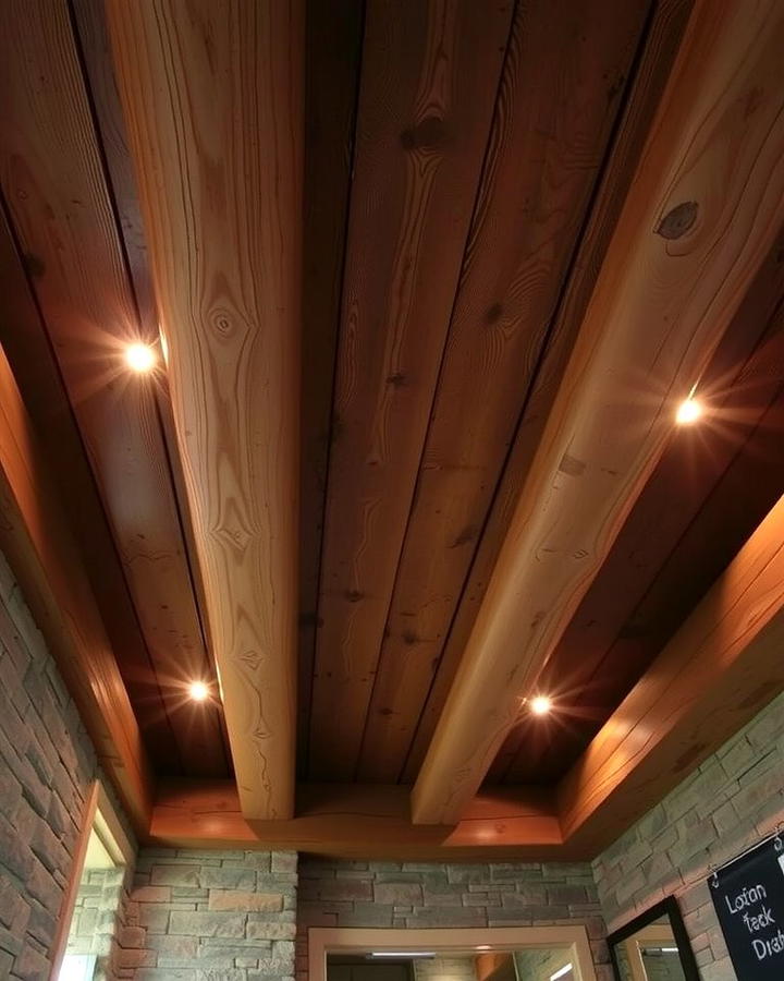 Weathered Wood Ceiling Beams - 25 Rustic Bathroom Ideas