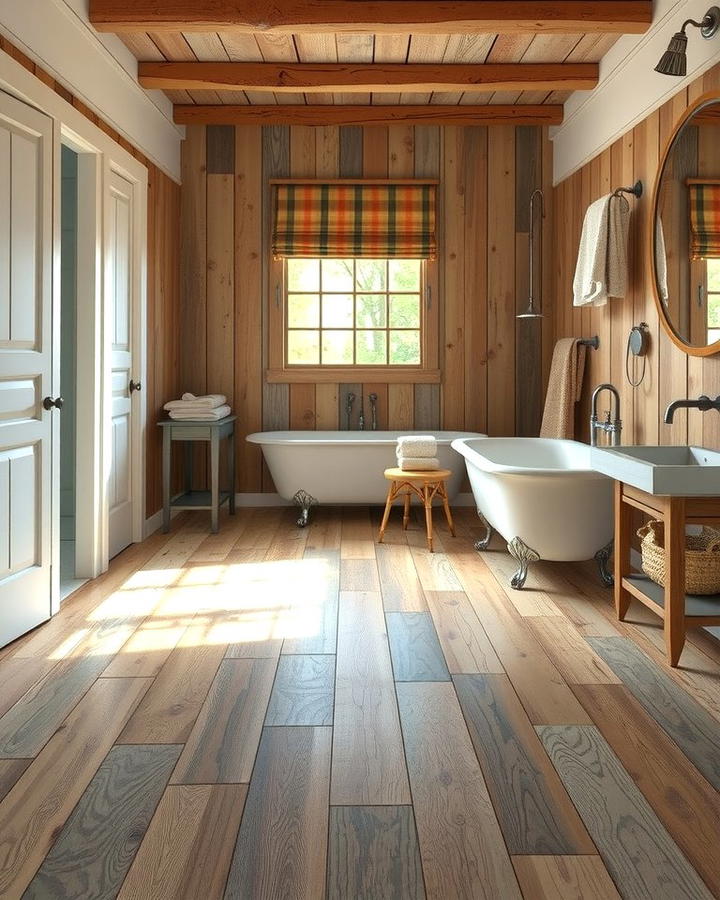 Weathered Wood for a Rustic Touch - 30 Ideas for Wood Floors in Bathrooms