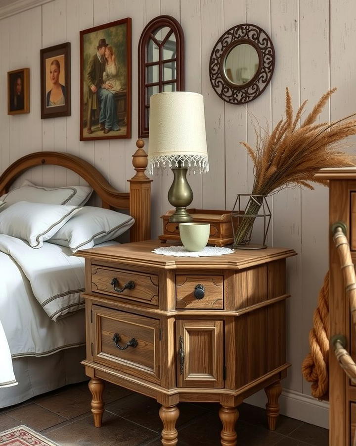 Weathered Wooden Nightstands - 25 Vintage Bedroom Ideas