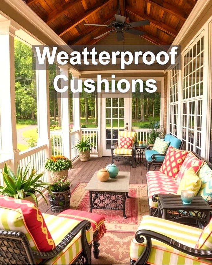 Weatherproof Cushions - 25 Small Screened-in Porch Ideas