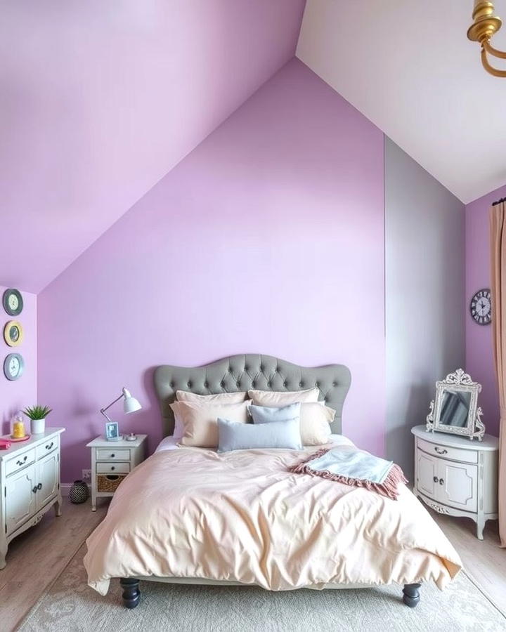 Whimsical Lavender and Gray - 30 Two Tone Wall Paint Ideas