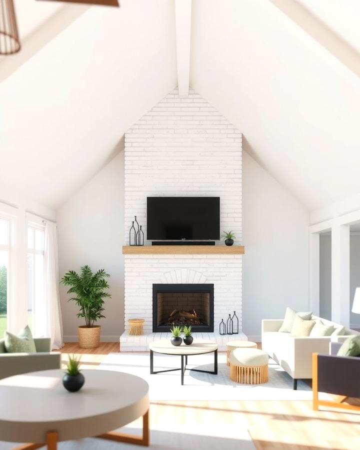 White Brick Fireplaces for a Bright Airy Look - 25 Rooms With Fireplaces With Vaulted Ceilings Features