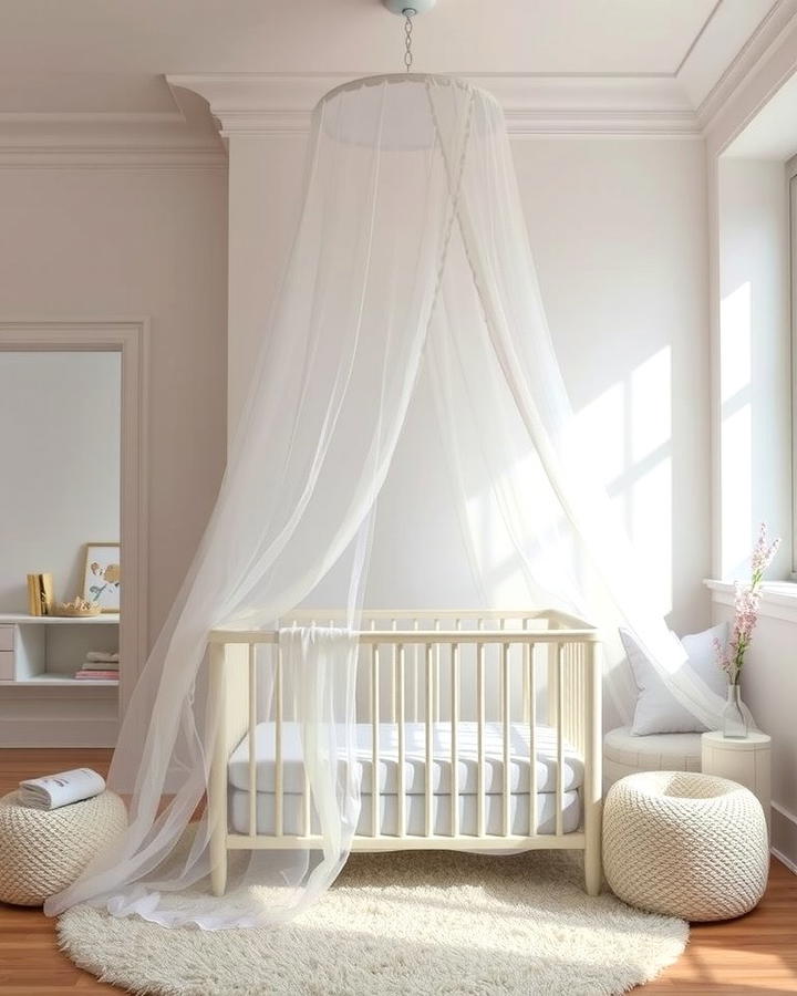 White Canopy for a Dreamy Look - 25 White Nursery Ideas