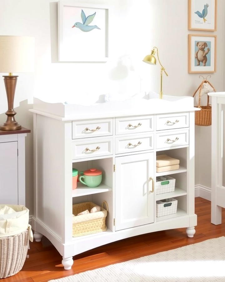 White Changing Table with Storage - 25 White Nursery Ideas