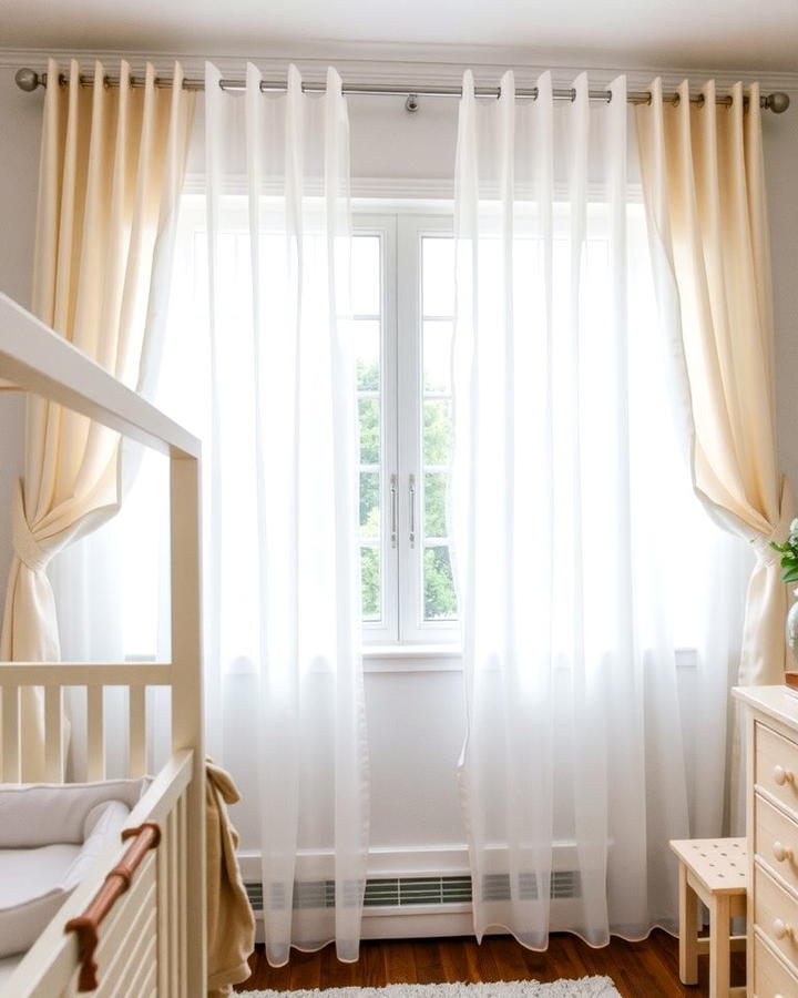 White Curtains for Soft Light - 25 White Nursery Ideas