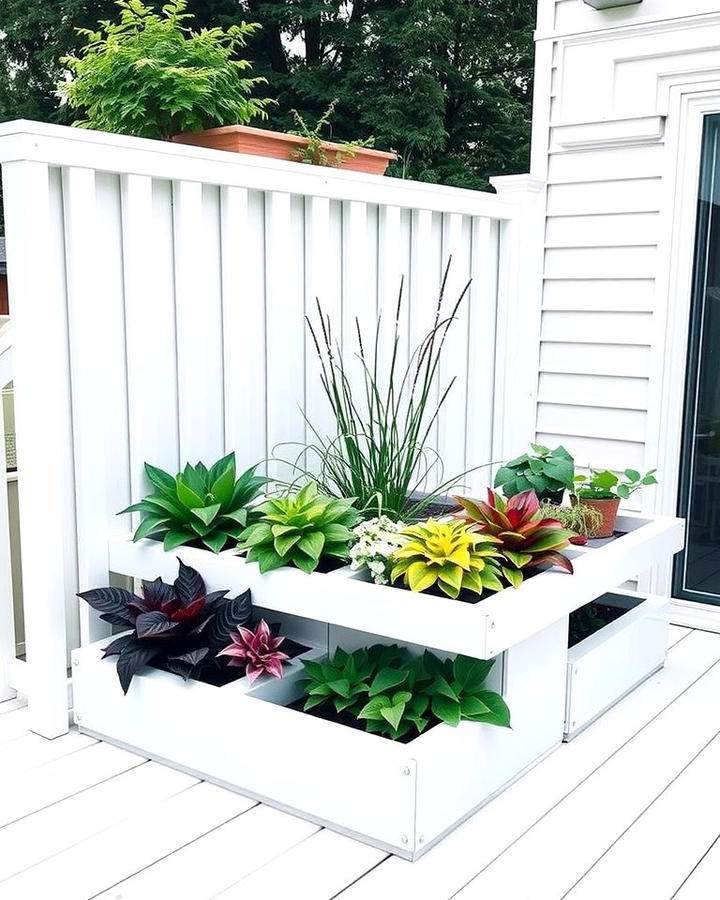 White Deck with Built In Planters - 25 White Deck Ideas