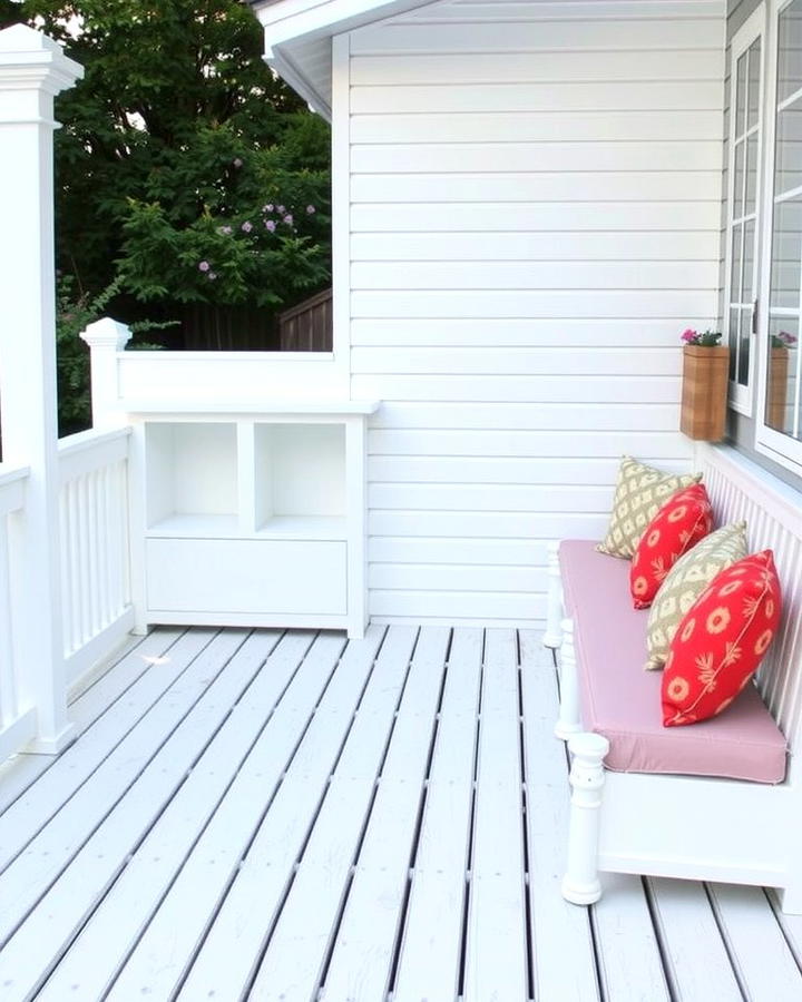 White Deck with Built In Seating - 25 White Deck Ideas