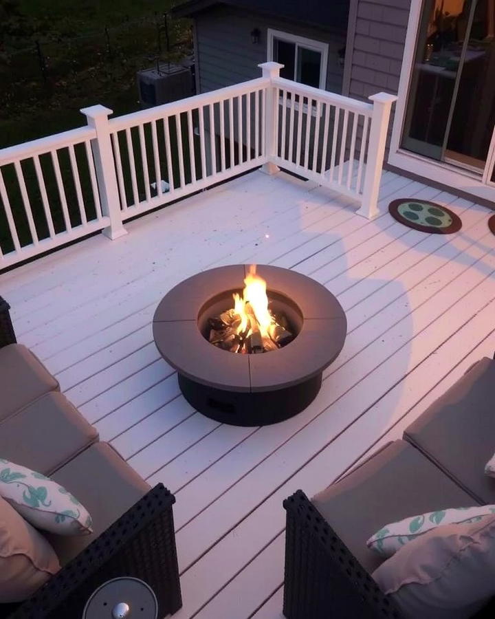 White Deck with Fire Pit - 25 White Deck Ideas